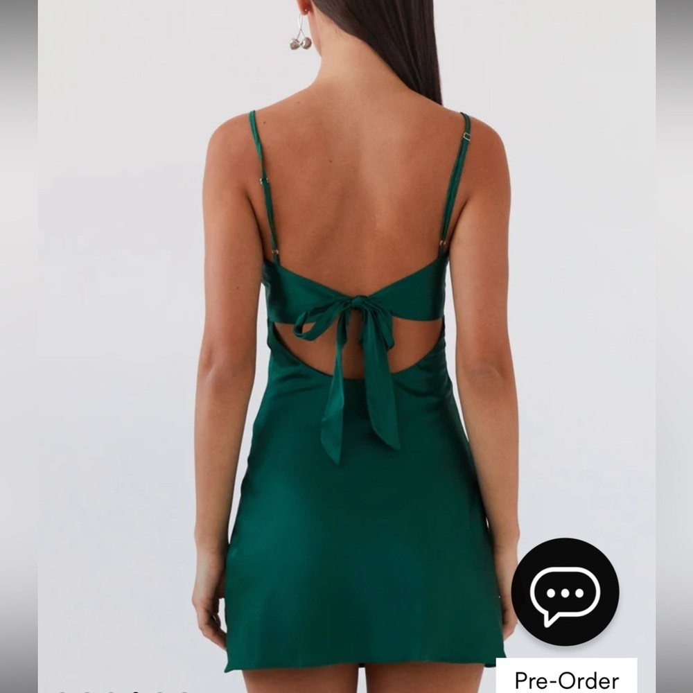 ๐ Peppermayo Exclusive - Flora Satin Mini Dress - Forest Green - Picture 2 of 6